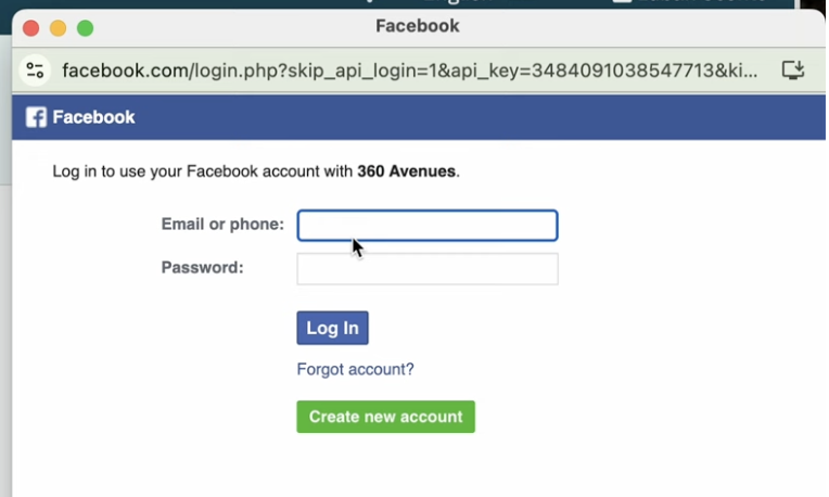 Facebook login